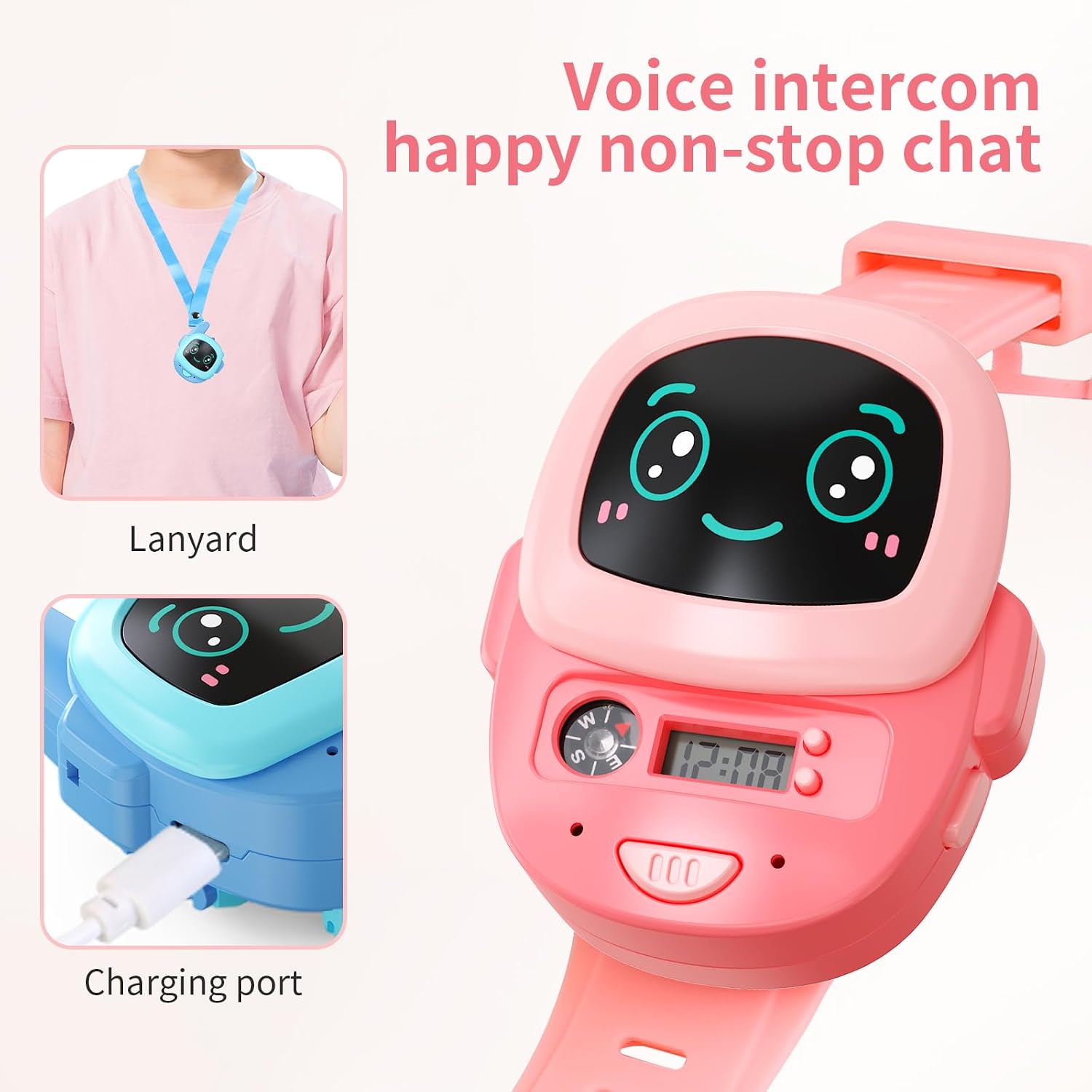Kids Cartoon Face Electric Walkie Talkie Watch