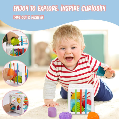 Colorful Sensory Shape Matching Cube For 12+ Months - KiddieWink - Gifts They'll Love