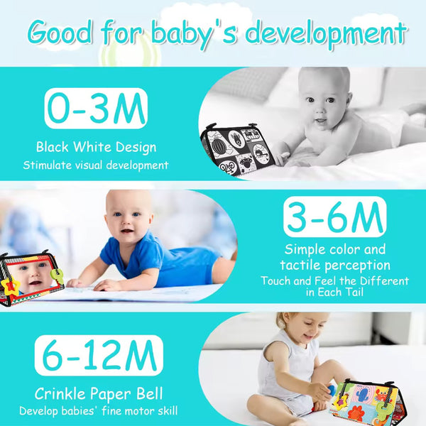 Tummy Time Mirror Sensory Cloth Book For Toddler
