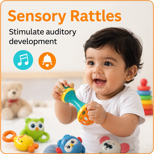 Baby Colorful Animal Sensory Rattle Set (Pack of 7)