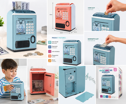 Kids Mini ATM Money Bank With Fingerprint