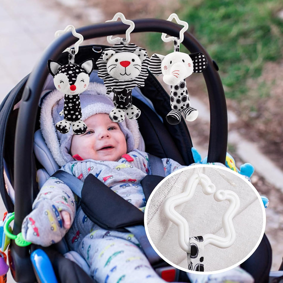 Sensory Animal Black and White Hanging Rattle Toy for babies — KiddieWink Pakistan