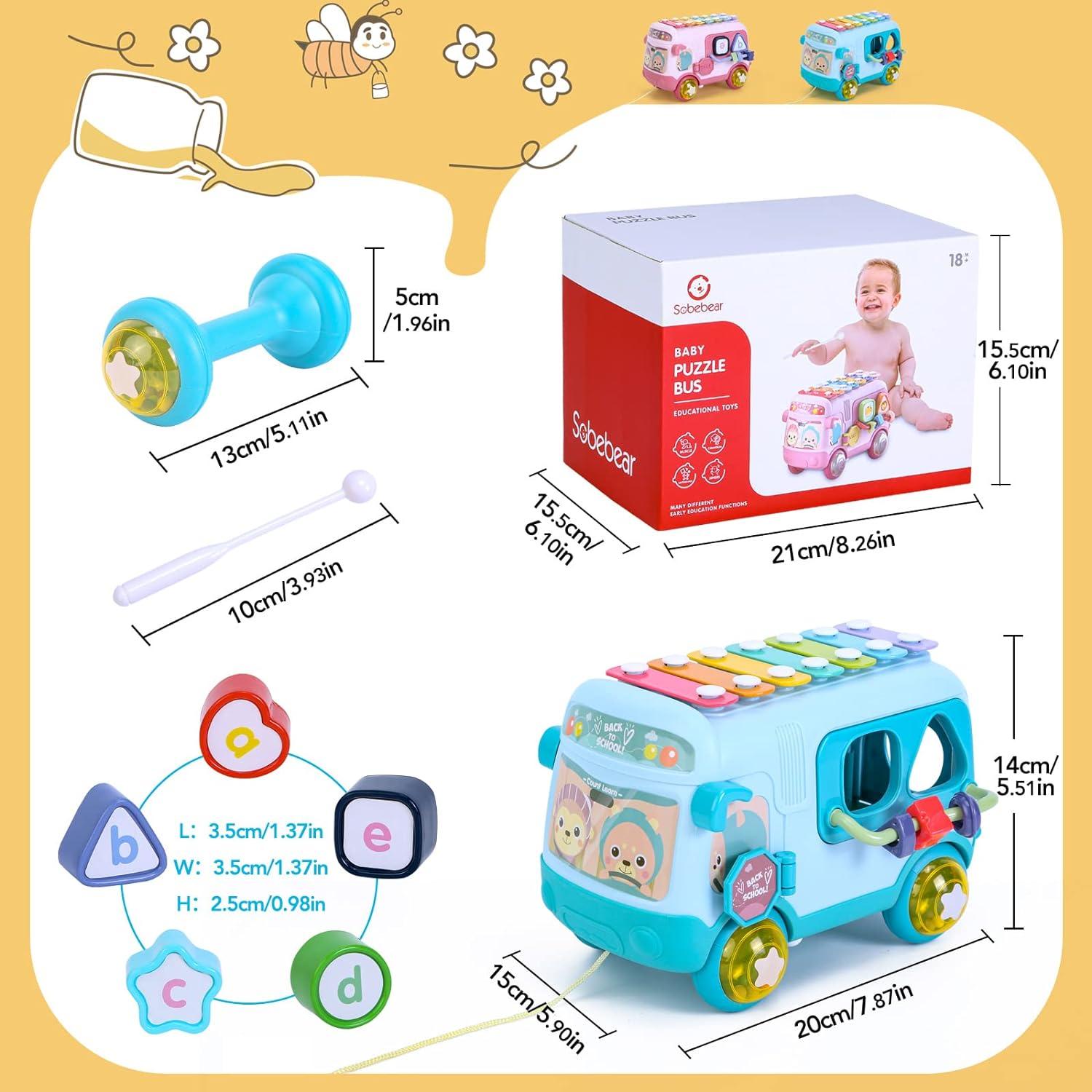 Montessori Cute Bear Baby Musical Bus Toy - KiddieWink - Gifts They'll Love