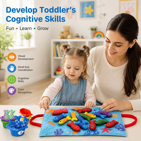 Baby Cloth Fishing Game for Toddlers 22-pcs