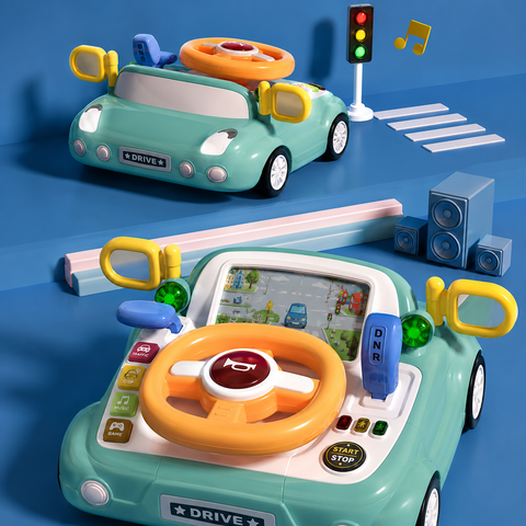 Multi-Function Traffic Steering Wheel Toy with Lights & Music