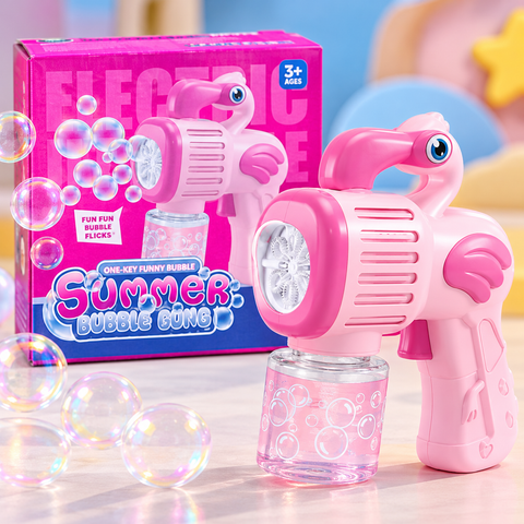 Pink Flamingo Bubble Blaster – LED Bubble Gun for Kids