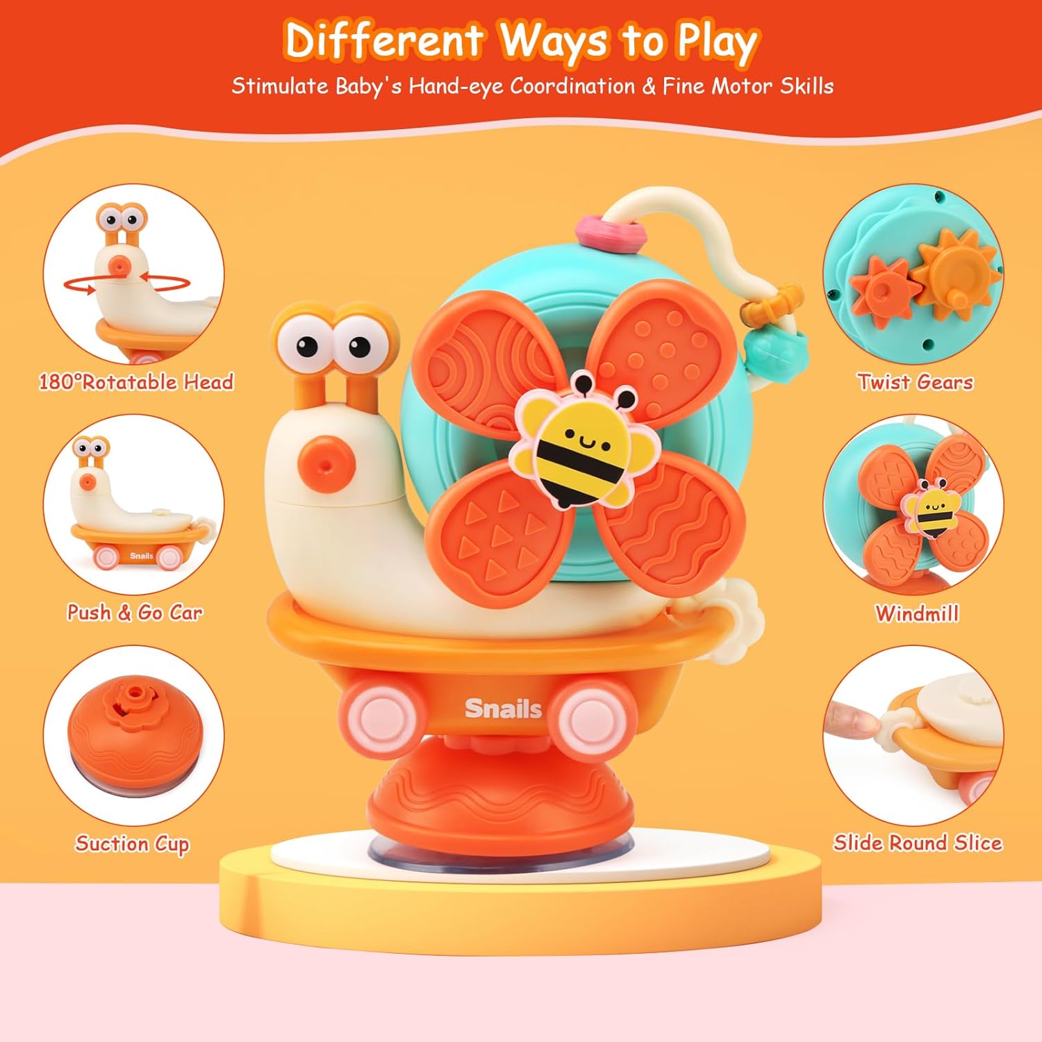 6 IN 1 Windmill Snail Spinner Sensory Toy - KiddieWink - Gifts They'll Love