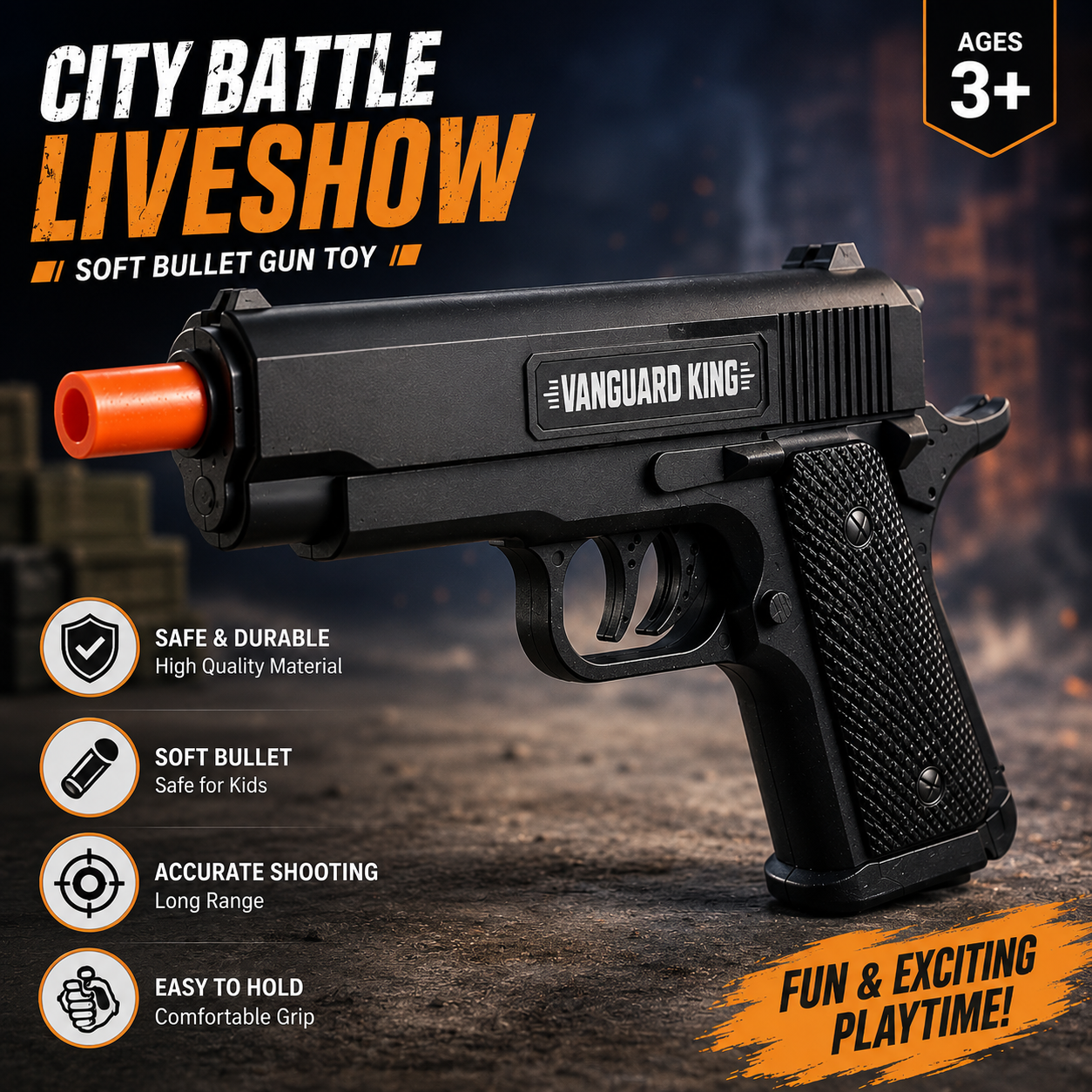 Soft Bullet Kids City Battle Toy Pistol
