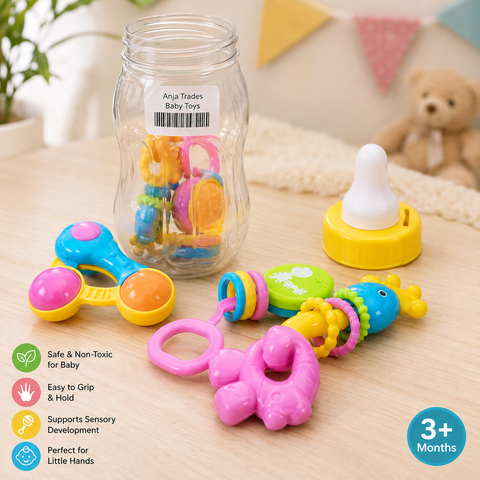 Little Explorer Happy Tots Baby Rattle Bottle Set