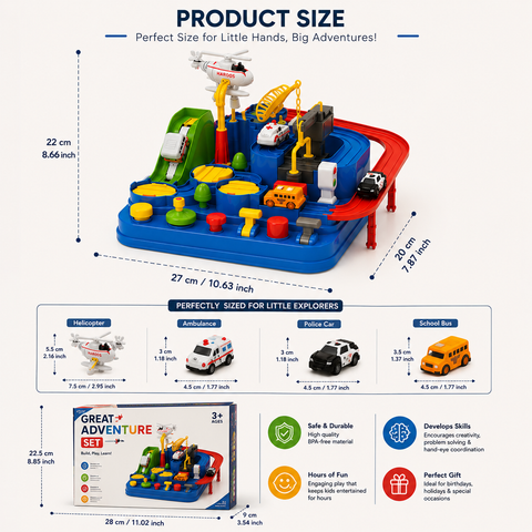 Great Adventure Track Playset for Kids