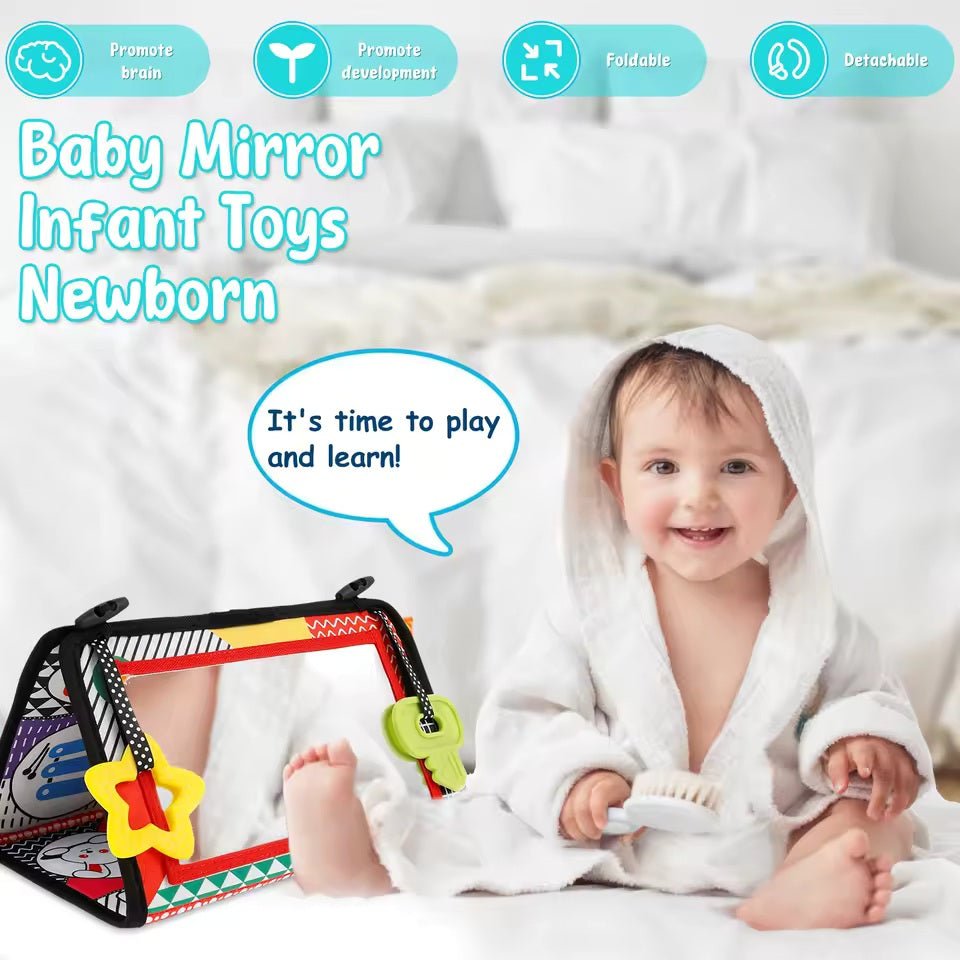 Tummy Time Mirror Sensory Cloth Book For Toddler - KiddieWink - Gifts They'll Love