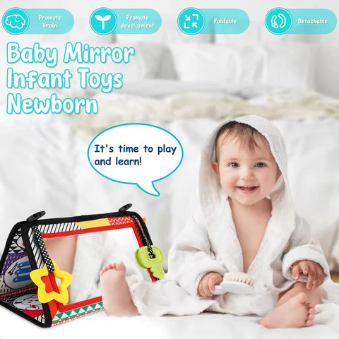 Tummy Time Mirror Sensory Cloth Book For Toddler - KiddieWink - Gifts They'll Love