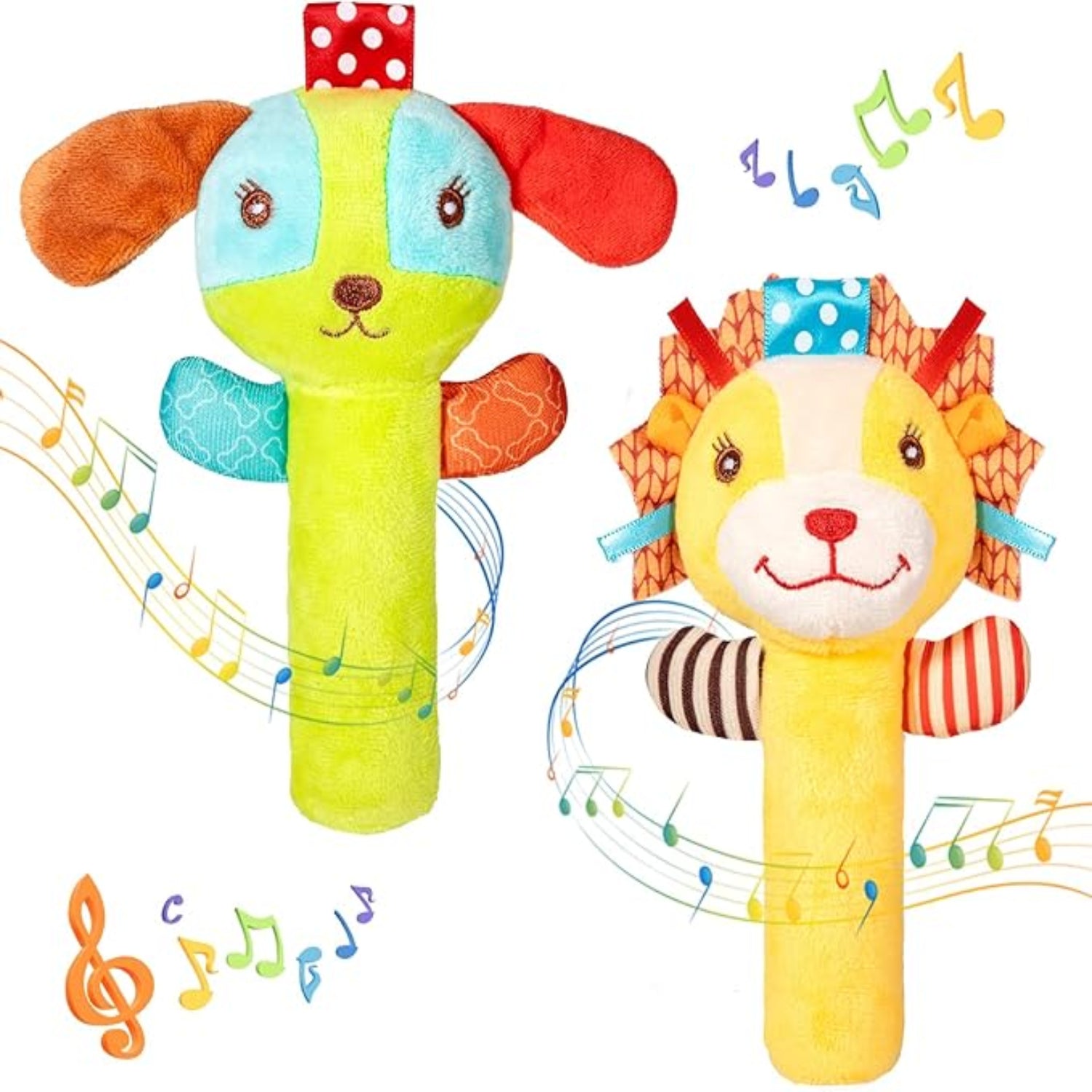 Baby Plush Rattles – Handheld Sensory Toys for Newborns & Toddlers - KiddieWink - Gifts They'll Love