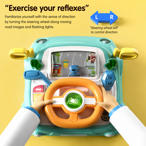 Multi-Function Traffic Steering Wheel Toy with Lights & Music
