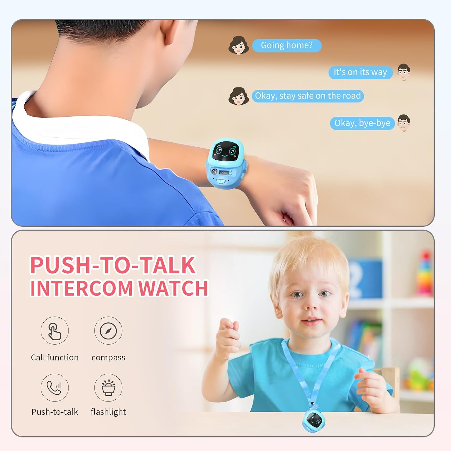 Kids Cartoon Face Electric Walkie Talkie Watch