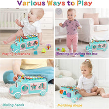 Multifunctional Rainbow Color Xylophone School Bus Toy