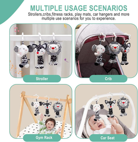 Sensory Animal Black & White Hanging Rattle Toy
