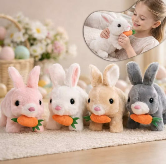 Interactive Bunny Rabbits Plush With Carrot For Kids