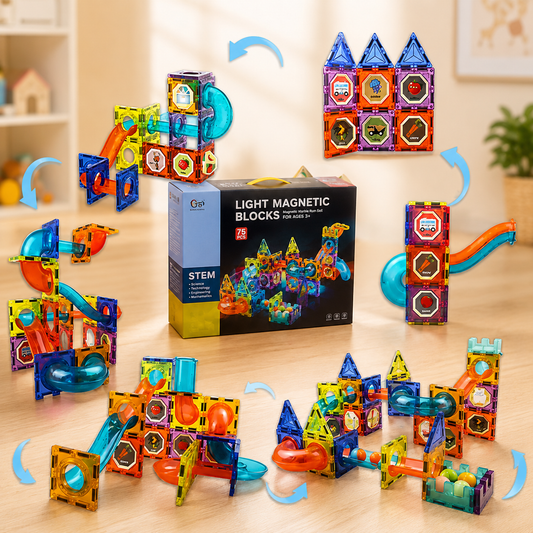 Stem Magnetic Marble Run Building Blocks – 75 Pcs Educational Construction Set