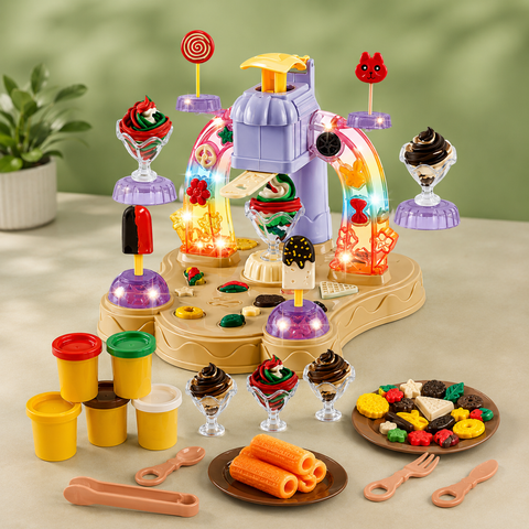 Colorful Ice Cream Clay Maker Play Set with Lights & Music