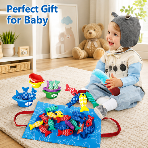 Baby Cloth Fishing Game for Toddlers 22-pcs