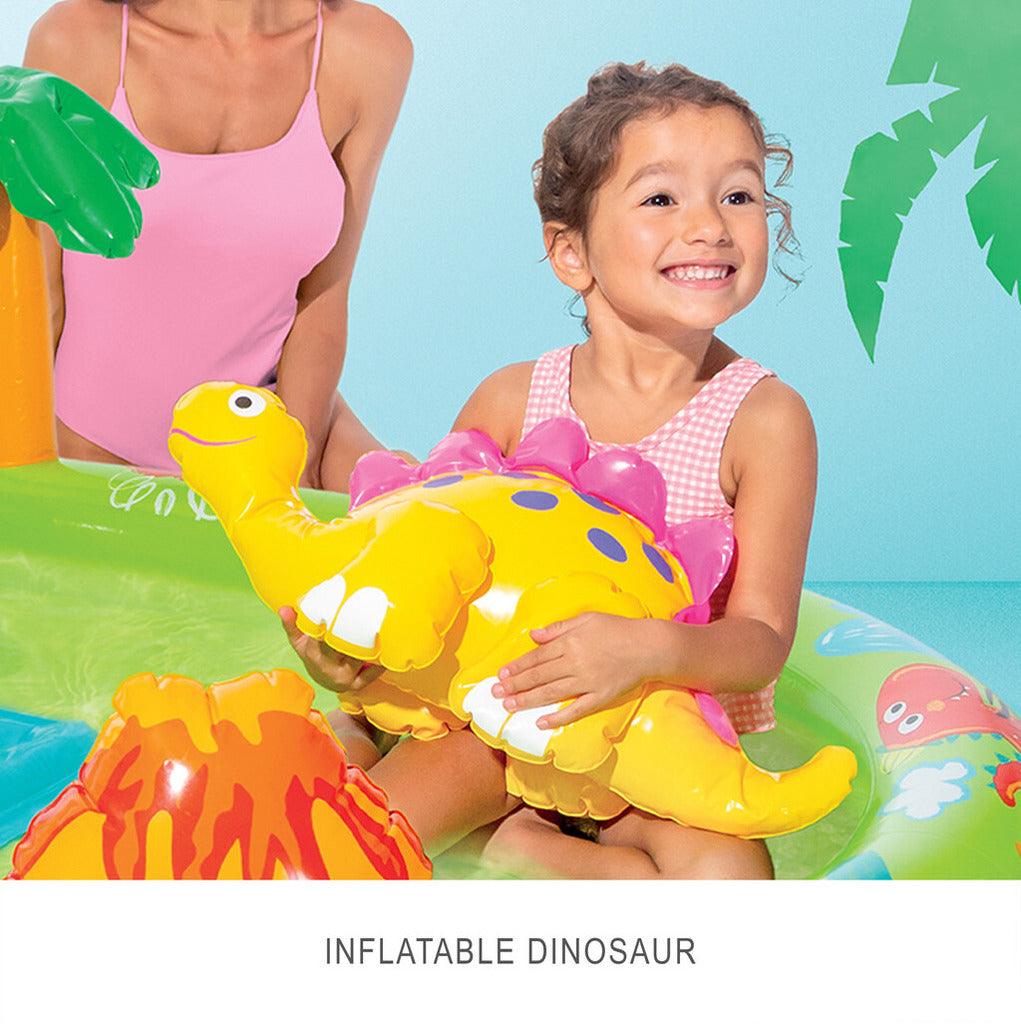 Dino Inflatable Pool KiddieWink™ Inflatable Little Dino Swimming Pool with Slide & Shower ...