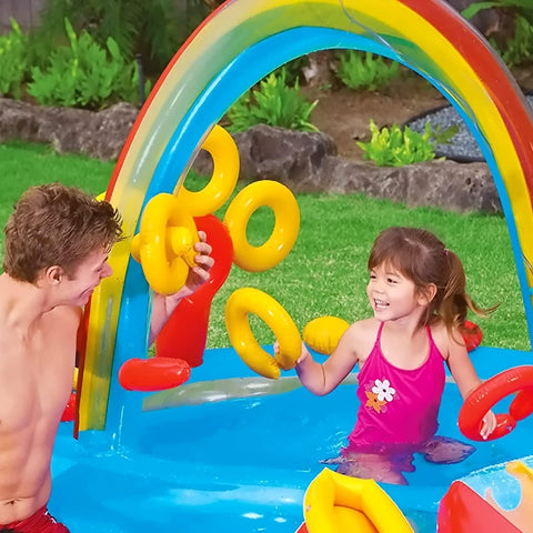 KiddieWink™ Inflatable Rainbow Slide Swimming Pool (2.97m x 1.93m x 1.35m) For Kids - KiddieWink - Gifts They'll Love