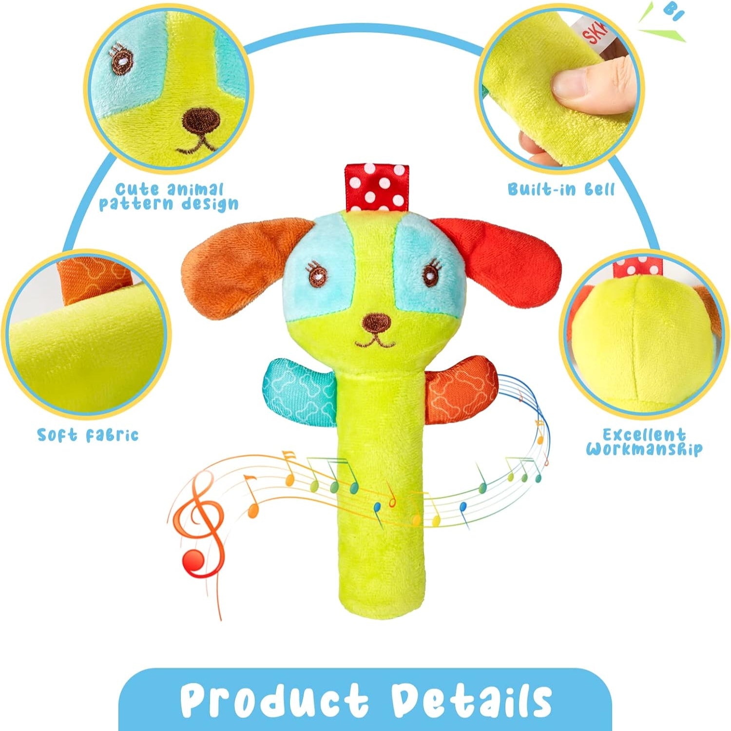 Baby Plush Rattles – Handheld Sensory Toys for Newborns & Toddlers - KiddieWink - Gifts They'll Love