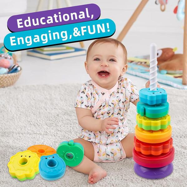 Rainbow Spin & Stack Rings – Fun Sensory Toy