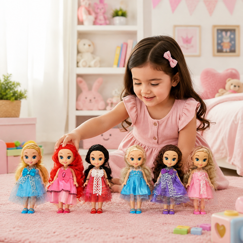 6-Pack Mini Princess Fashion Dolls Set for Girls