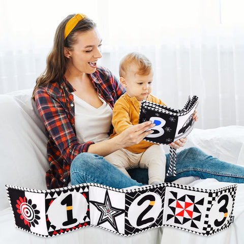Soft Black & White Baby Sensory Cloth Book
