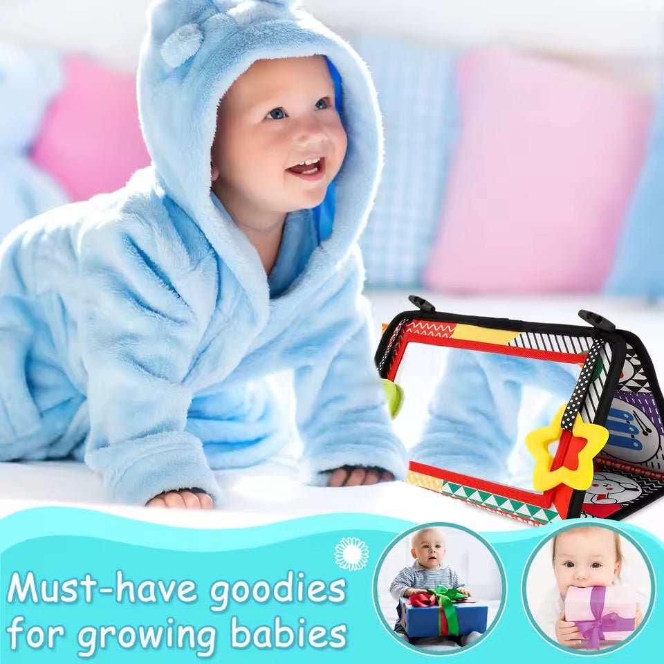 Tummy Time Mirror Sensory Cloth Book For Toddler - KiddieWink - Gifts They'll Love