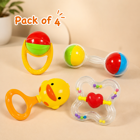 First Play Baby Rattle Toys Set (Pack of 4)