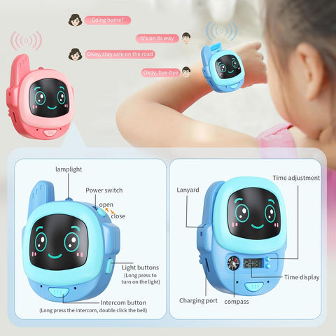 Kids Cartoon Face Electric Walkie Talkie Watch