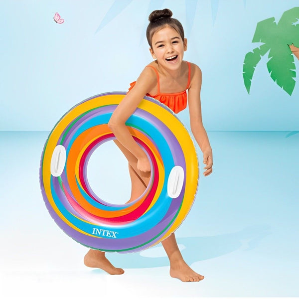 KiddieWink™ Inflatable Rainbow Swimming Round Tube (91cm) For Kids