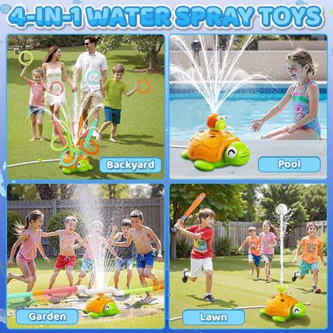 Interactive 4 in 1 Turtle Sprinkler Water Play