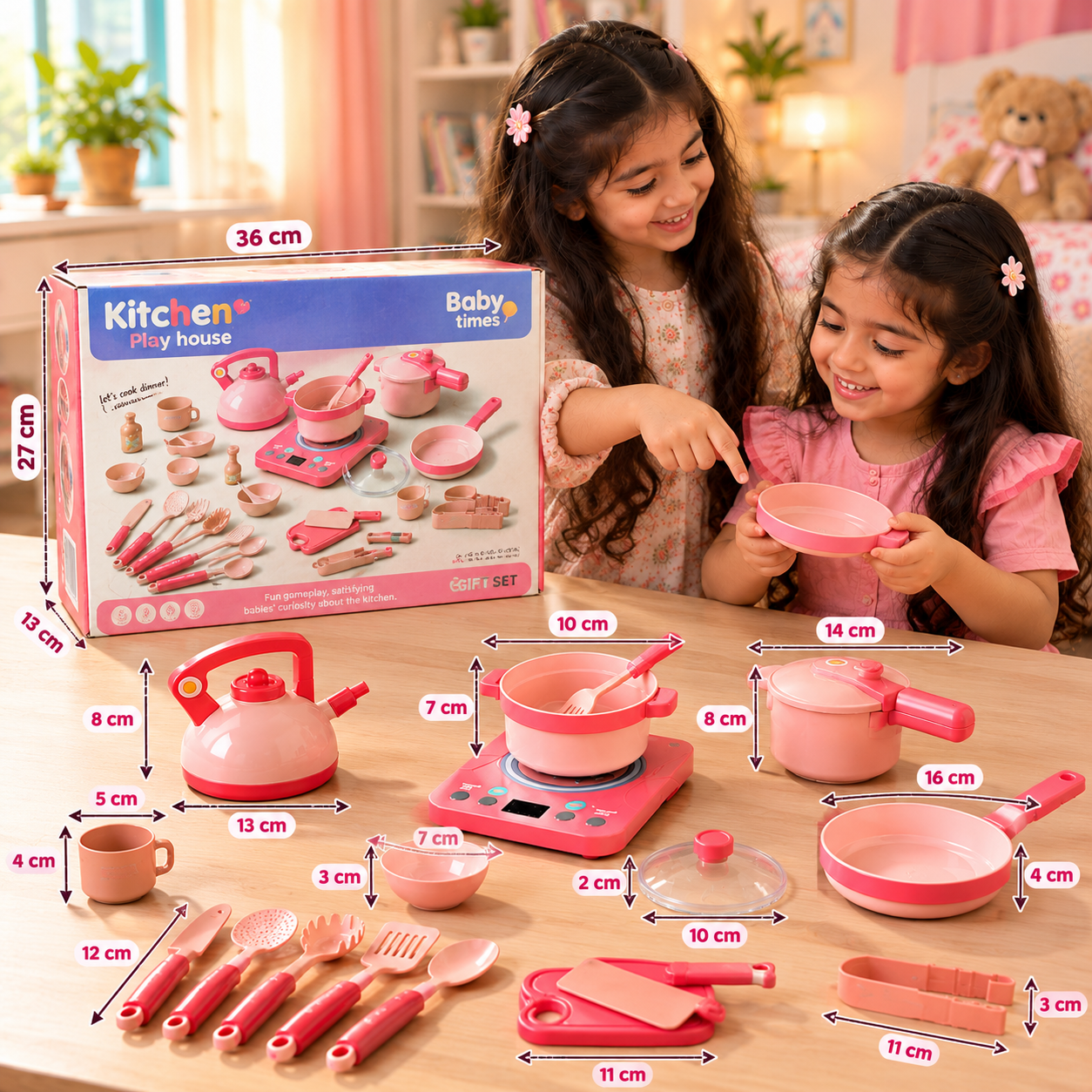 Pink Kitchen Playhouse Pretend Play Set for Kids – image 7 – KiddieWink