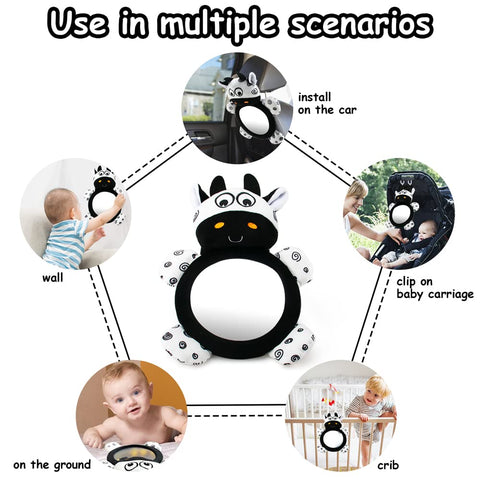 Soft Cow Tummy Mirror Sensory Toy - KiddieWink - Gifts They'll Love