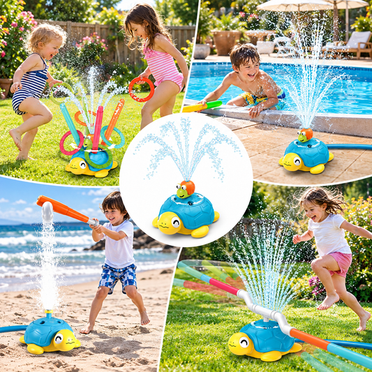 4-in-1 Turtle Water Sprinkler Toy – Ring Toss & Baseball Game for Kids
