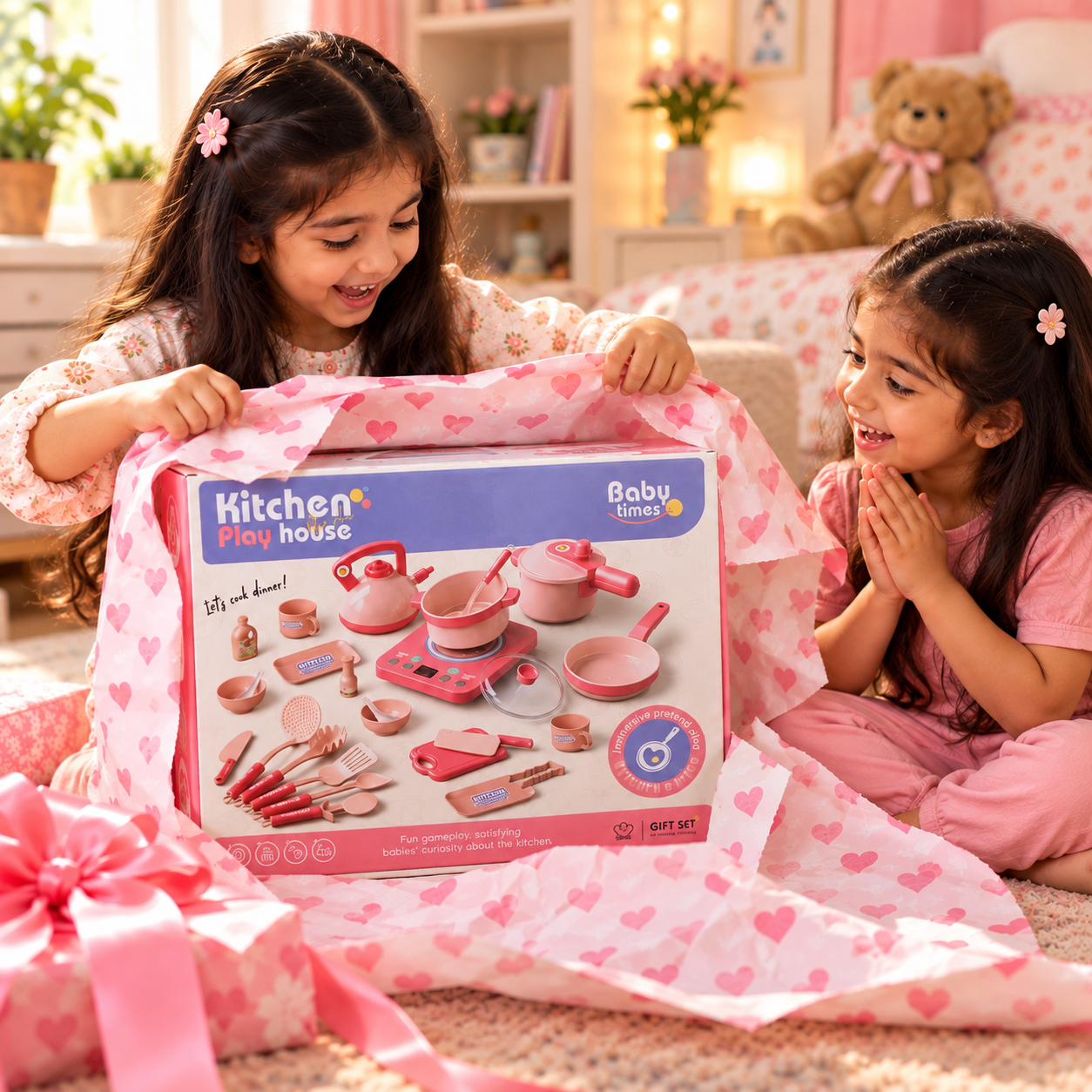 Pink Kitchen Playhouse Pretend Play Set for Kids – image 3 – KiddieWink