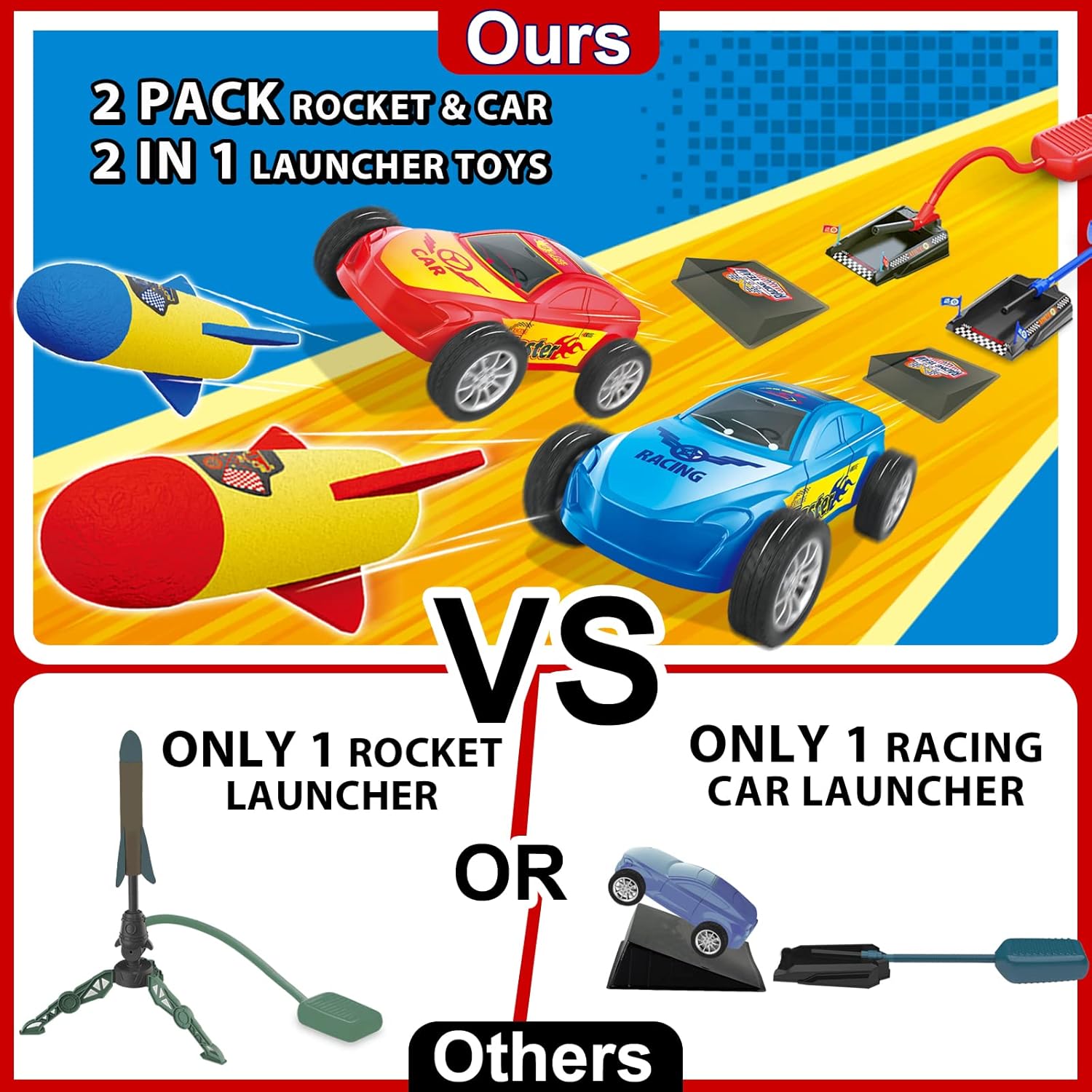 2 In 1 Rocket & Racer Car Toy For Kids - KiddieWink - Gifts They'll Love
