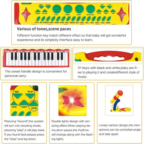 Musical Keyboard Piano Set Mic & Stool (31-Key)