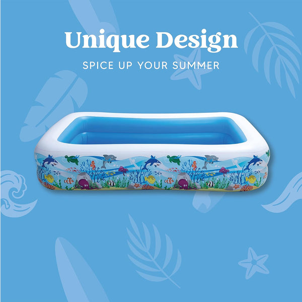 KiddieWink™ Inflatable Ocean Theme Swimming Pool (103" x 69" x 20'') For Kids