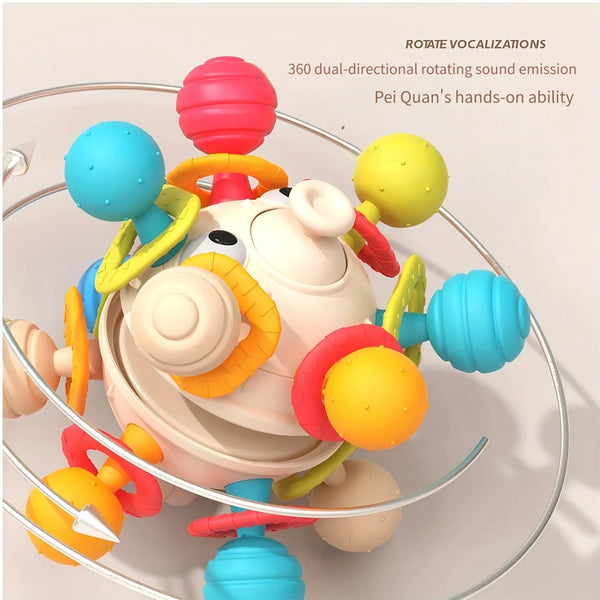 0-12 Months Soft Silicon Sensory Rattle Teether Toy