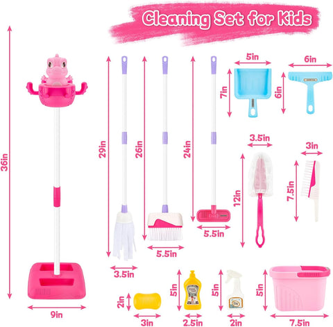 12 Pieces Dino Cleaning Set For Girls - KiddieWink - Gifts They'll Love