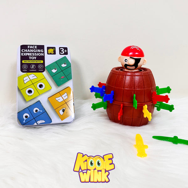 Face Changing Rubik's Cube & Pirate Barrel Challenging Game For Kids