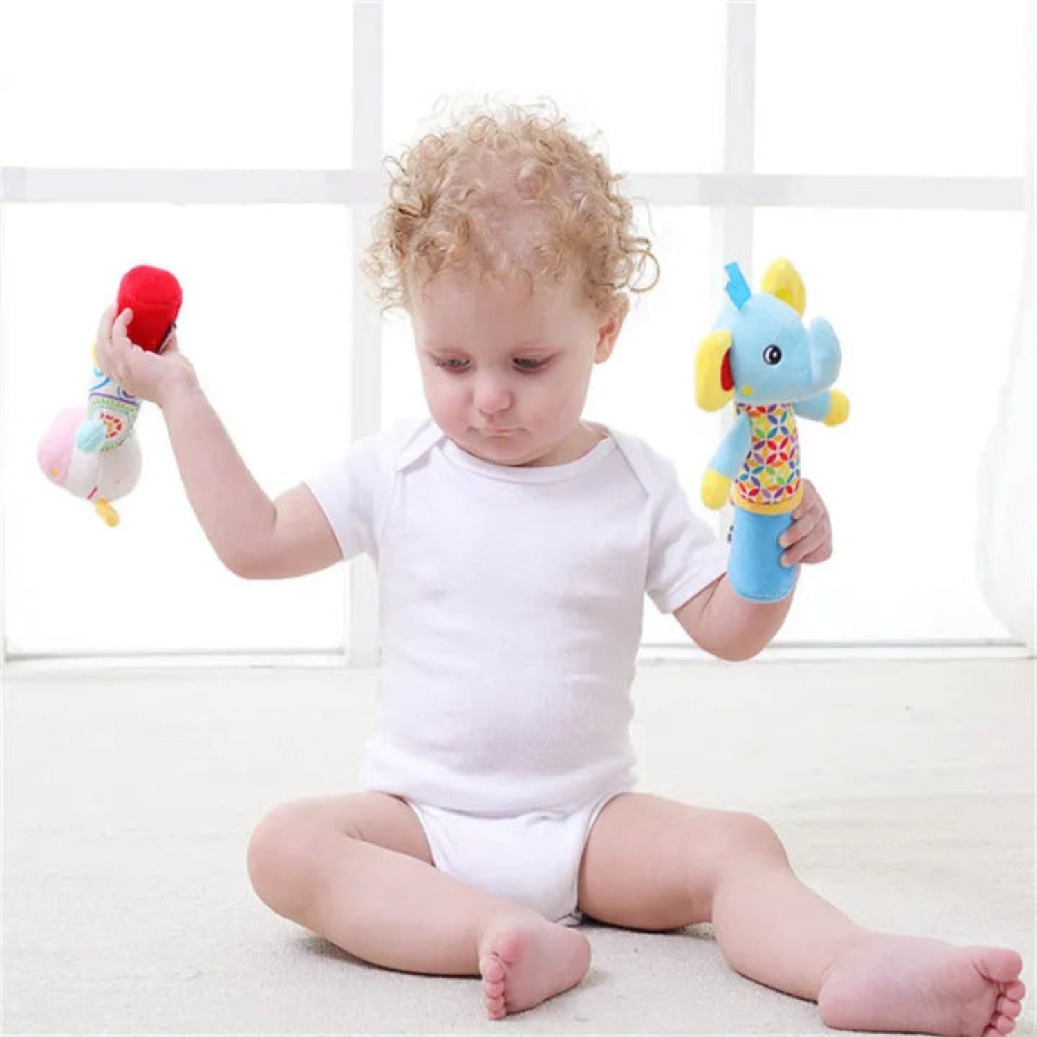 Baby Plush Rattles – Handheld Sensory Toys for Newborns & Toddlers - KiddieWink - Gifts They'll Love
