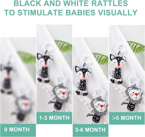 Sensory Animal Black & White Hanging Rattle Toy