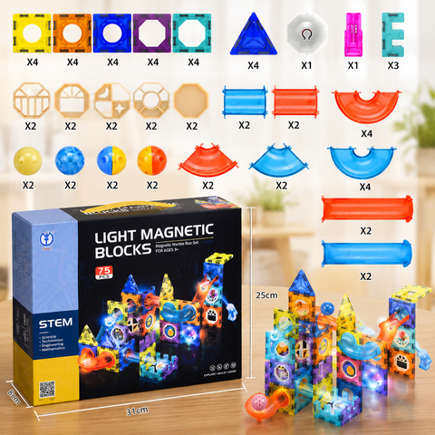 Stem Magnetic Marble Run Building Blocks – 75 Pcs Educational Construction Set