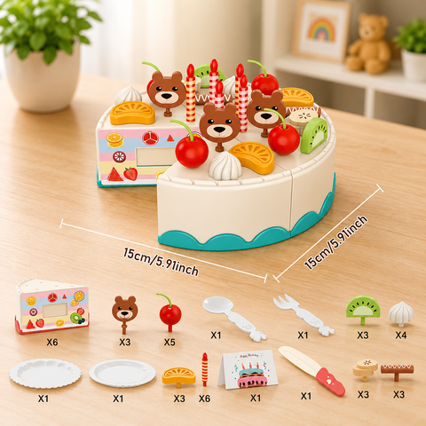 Birthday Cake Cutting Pretend Play Set for Kids